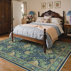 Bavni 8x10 Area Rugs, Floral Machine Washable Rugs for Living Room, Dinning Room, Bedroom, Non Slip Aesthetic Vintage Low Pile Durable Lightweight Farmhouse Rug, Tea Green/Blue