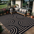 Tangsoo Modern Easy Jute Rug 5x7 Large Washable Area Rugs for Dining Room Table,Non-Slip Thin Black Indoor Outdoor Rug,Farmhouse Natural Throw Mat for Living Room Backyard Patio Office Home Decor