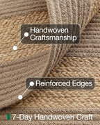 LUMI 2x7 Jute and Raffia Braided Runner Rug for Hallway, Natural Rustic Carpet Non Slip, Area Mat Indoor High Traffic for Living Room, Entryway, Kitchen, Laundry