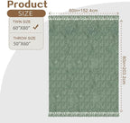 Chenille Throw Blanket for Couch with Tassels,60"X80" Soft Cozy Lightweight Knitted Boho Decorative Blankets for Bed and Sofa,Light Green