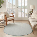 Nourison Home Courtyard Ivory Aqua 5' x 8' Oval Area Rug - Easy Clean, Non Shedding, Bed Room, Living Room, Dining Room, Kitchen (5' x 8' Oval)