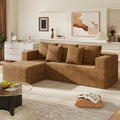 WLIVE 108'' Cloud Sectional Couches for Living Room, Modular Boneless Couch with Right Facing Chaise, L Shape Memory Foam Corduroy, with Cushion, Brown