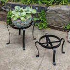 Achla Designs Patio Flower Pot Plant Stand, 8-in H Black