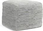 SIMPLIHOME Fredrik Boho Square Pouf in Cream Woven Genuine Leather for the Living Room, Bedroom and Kids Room
