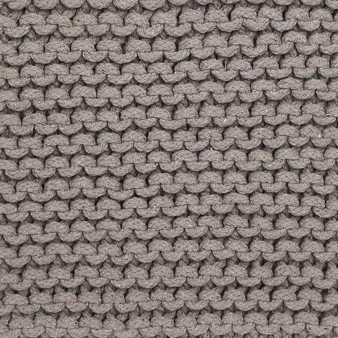 REDEARTH · Cube Pouf Foot Stool Ottoman - Hand Knitted Poof - Cord Boho Pouffe - Home Décor - Stuffed Footrest for Living Room - Bedroom - Nursery (16" x 16" x 16") - Taupe, Set of 2