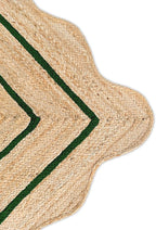Wave Scalloped Natural Jute Rug Boho Jute Rug Entryway Runner Rug Farmhouse Scallop Rug, Green (10'x14')