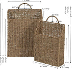 Rectangular Wicker Hanging Baskets, Set of 2, Small and Large, Handwoven Seagrass, Durable Metal Wire Frame, Multipurpose and Contemporary, Perfect for Organizing Newspapers, Mail and More, Natural