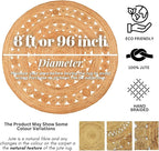 Hand Woven Jute Area Rug - 8' Round - Rustic Beige Reversible Farmhouse Rugs for Bedroom, Kitchen, Living Room - Vintage Natural Braided Entry Floor Décor Circle Boho Round Rugs 8ft