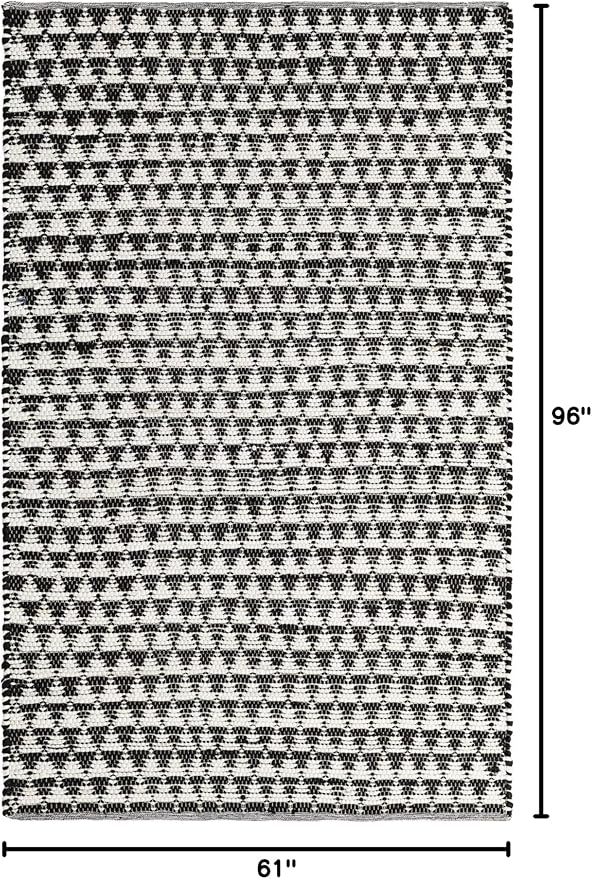 Unique Loom Chindi Jute Collection Area Rug (5' 1" x 8' Rectangle, White Black)