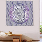 ANJANIYA Ombre Wall Hanging Bohemian Tapestry, Metallic Wall Art Bedspread, Psychedelic Hippie Mandala Dorm Décor for Hanging, Bedding, Beach Coverlet Curtain, Purple Blue, 54"X60"