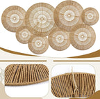 YIYA Set of 8 Boho Wall Decoration Jute Wall Decor Baskets Round Hand Woven Wicker Rattan Wall Art for Living Room Farmhouse Bedroom Nursery