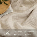 FOSSA Muslin Blanket with Fringe - 4-Layer 100% Cotton Gauze Super Soft & Breathable Throw -Lightweight Decorative Cooling Blanket for Bed, Sofa, Office (Beige, Queen (90" × 90"))