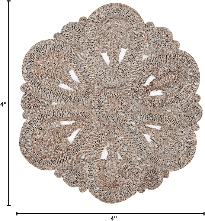 SAFAVIEH Area Rug 4' Round - Natural Fiber Collection - Grey, Handmade Jute, Decorative Boho Floral Design (NF360C)