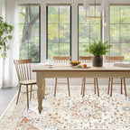 Washable Rugs 8x10 Area Rugs for Living Room,Rugs for Bedroom,Large Carpets,Ultra Soft Faux Wool Retro Dining Room Rug,Non Slip&Non-Shedding Low Pile Vintage Print Rug for Home Office,Orange