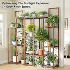 EnHomee 13 Tiers Plant Stand, Indoor Plant Stand with 18-22 Pots, Wood Plants Shelves for Living Room, Patio, Balcony, Yard, Garden, 56''W×11.6''D×47''H