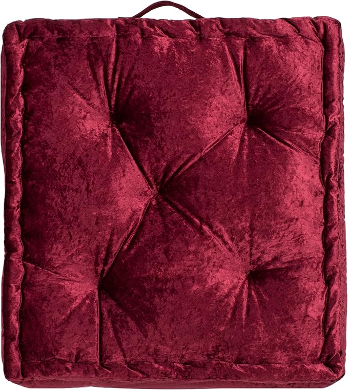 SAFAVIEH Home Collection Belia Burgundy 18-inch Square Floor Pillow with Insert