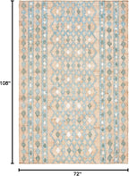 SAFAVIEH Kilim Collection Area Rug - 6' x 9', Natural & Blue, Flat Weave Jute Design, Ideal for High Traffic Areas in Living Room, Bedroom (KLM759M)