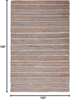 SAFAVIEH Natural Fiber Collection Area Rug - 10' x 14', Blue & Natural, Handmade Flat Weave Stripe Jute & Cotton Jute, Ideal for High Traffic Areas in Living Room, Bedroom (NFB655M)