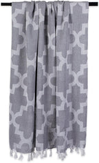 DII Modern Moroccan Cotton Blanket Throw with Fringe for Couch, Chair, Guest Room, Picnic, Camping, Beach, & Everyday Use, 50x60, Gray