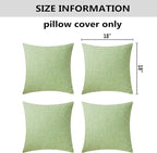 Home Brilliant Spring Pillow Covers Linen Textured Decorative Pillowcases for Bed Sage Burlap Sofa Pillows Slipcovers for Couch Living Room Decor, 18 x 18 inches, Set of 4, Grass Green