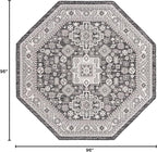 Rugs.com Outdoor Aztec Collection Rug – 8 Ft Octagon Charcoal Gray Flatweave Rug Perfect for Living Rooms, Kitchens, Entryways