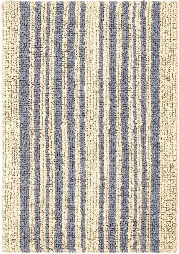 Dash and Albert Calder Stripe Pewter Blue Handwoven Jute Rug, 5 X 8 Feet, Blue Stripe Pattern