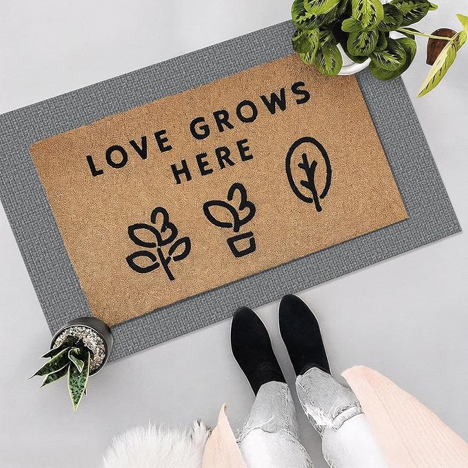 EARTHALL Washable Area Rug 2x3 Ft Non Slip Rugs for Entryway, Braided Small Throw Rugs with Rubber Backing Door Mat Indoor Outdoor Entrance Cotton Woven Rug for Kitchen Foyer Front Door, Charcoal Gray
