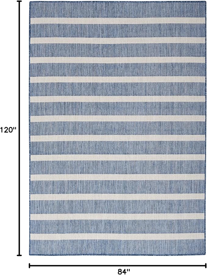Nourison Home Positano Navy Ivory 7' x 10' Area Rug - Easy Clean, Non Shedding, Bed Room, Living Room, Dining Room, Kitchen (7' x 10')