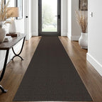 EARTHALL Washable Runner Rug 2x12 Ft Non Slip Runners for Hallways Long Cotton Rubber Backed Kitchen Runner Braided Indoor Floor Carpet Runners for Entryway, Hall, Kitchen, Taupe/Coffee