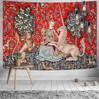 FEASRT Medieval Princess Tapestry - European Royal Tapestry The Maiden and The Unicorn - 80x60 inch for Bedroom, Living Room, Dorm Decoration