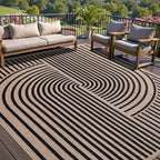 Tangsoo Rainbow Easy Jute Rug 6x9 Washable Area Rugs for Living Room,Black Non Slip Indoor Outdoor Carpet,Farmhouse Modern Office Mat for Backyard Dining Room Patio Bedromm
