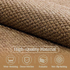 Faux Jute Non-Slip Area Rug, 9x12 Washable Pet-Friendly Floor Mat for Living Room, Bedroom, Entryway, Machine Woven Durable Scratch Resistant Carpet, Brown