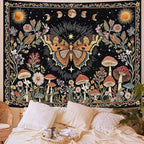 Accnicc Boho Butterfly Tapestry Mushroom Sun and Moon Hippie Wall Tapestry for Bedroom Aesthetic Vintage Floral Plant Large Tapestries Wall Hanging for Dorm Living Room Decor 80 x 60 Inch