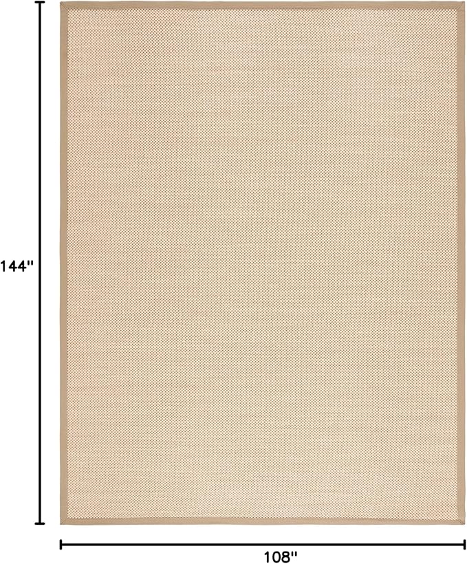 SAFAVIEH Area Rug 9x12 - Natural Fiber Collection - Large - Maize & Linen Color, Sisal, Woven Design with Border (NF141B)