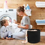 Cotton Rope Basket For Girls Boys Kids 16”X14” Baby Laundry Basket Nursery Bin Round Woven Baskets Organizer For Storage Toys Blankets Shoes Clothes black