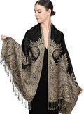 Achillea Reversible Paisley Pashmina Rave Scarf – Exotic Indian Shawls and Wraps for Evening Dresses, Festivals, All Seasons