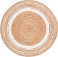 SAFAVIEH Natural Fiber Collection Area Rug - 5' Round, Natural & Ivory, Flat Weave Farmhouse Border Jute Design, Ideal for High Traffic Areas in Living Room, Bedroom (NF812A)