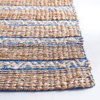 SAFAVIEH Area Rug 8x10 - Natural Fiber Collection - Large - Blue & Natural, Handmade Jute & Cotton Flat Weave, Stripe Pattern, Ideal for Living Room, Bedroom, Dining Space (NFB655M)