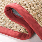 SAFAVIEH Natural Fiber Collection Area Rug - 2'6" x 4', Natural & Red, Seagrass, Basketweave Pattern with Border (NF114D)