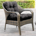 QILLOWAY Outdoor Seat/Back Chair Cushion Tufted Pillow, Spring/Summer Seasonal Replacement Cushions - Pack of 4 (Dark Grey)