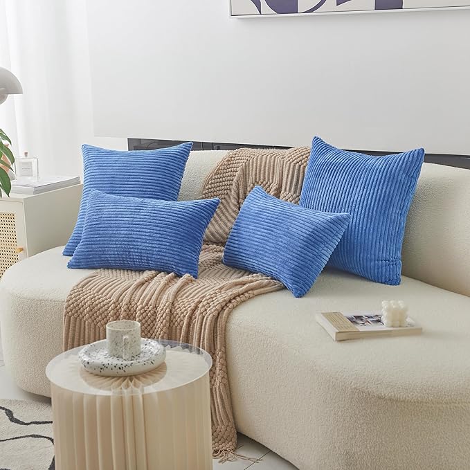 Home Brilliant Decorative Pillows Blue Square Pillow Cover Outdoor Throw Pillows 2 Packs Pillow Cases for Chair, 40cm, 16 x 16 Inch, Blue
