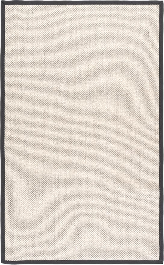 SAFAVIEH Area Rug 5x8 - Natural Fiber Collection - Marble & Dark Grey, Sisal, Woven Design with Border (NF143D)