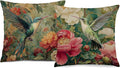 Vintage William Morris Hummingbird Pillow Cover 18x18 Set of 2,Rustic Green Hummingbird Bird Animal Floral Botanical Print Decorative Throw Pillow Covers for Home Bedroom Living Room
