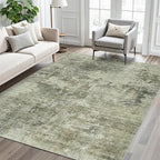 Abstract Rug 5x7 Machine Washable Area Indoor Green Black Low Pile Non-Slip Foldable Thin Accent Rugs for Bedroom Living Room Dining Room