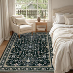 4x6 Area Rugs for Living Room: Washable Rug Soft Vintage Boho Medallion Carpet Indoor Floor Non-Slip Stain Resistant Large Carpets for Bedroom Dining Room Farmhouse Nursery Home Office Black