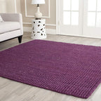 SAFAVIEH Area Rug 6' Square - Natural Fiber Collection - Light Grey, Handmade Jute, Farmhouse Style, Chunky Textured Thick Pile (NF447G)