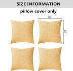 Home Brilliant Spring Pillow Covers 18x18 Set of 4 Textured Burlap Lined Linen Throw Pillow Covers for Couch Sofa Bed Summer Decor, 18 x 18 Inch (45cm), Yellow