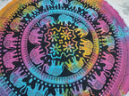 Round Beach Tapestry Turquoise Mandala Throw/Boho Hippie Beach Blanket Roundie/Indian Cotton Bohemian Large Round Table Cloth-Home Decor/Yoga Mat Meditation Picnic Rug (42", Multi Color)