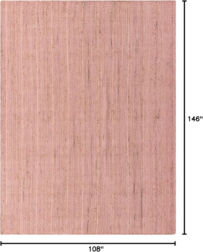 Unique Loom Braided Jute Collection Area Rug - Dhaka (9' x 12' 2" Rectangle, Light Pink)