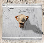 Oversized Turkish Beach Towel Blanket XXL Cotton Sandproof Towels Boho Woven Extra Large Big Sand Free Giant Throw Blankets Huge Quilt XL Picnic Camping Necessities Cloud For Adult Gifts Grey
